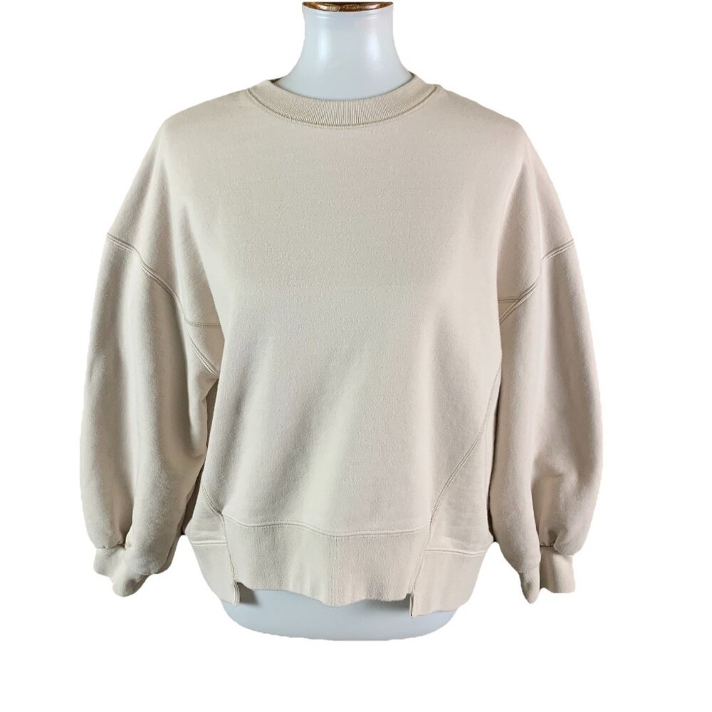 Public Tokyo Beige Minimalist Oversized Crewneck Sweatshirt Free Size Streetwear